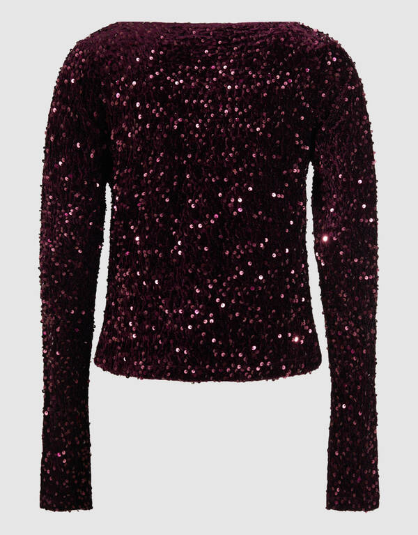 Pailletten-Wasserfall-Top Lila SHOEBY WOMEN