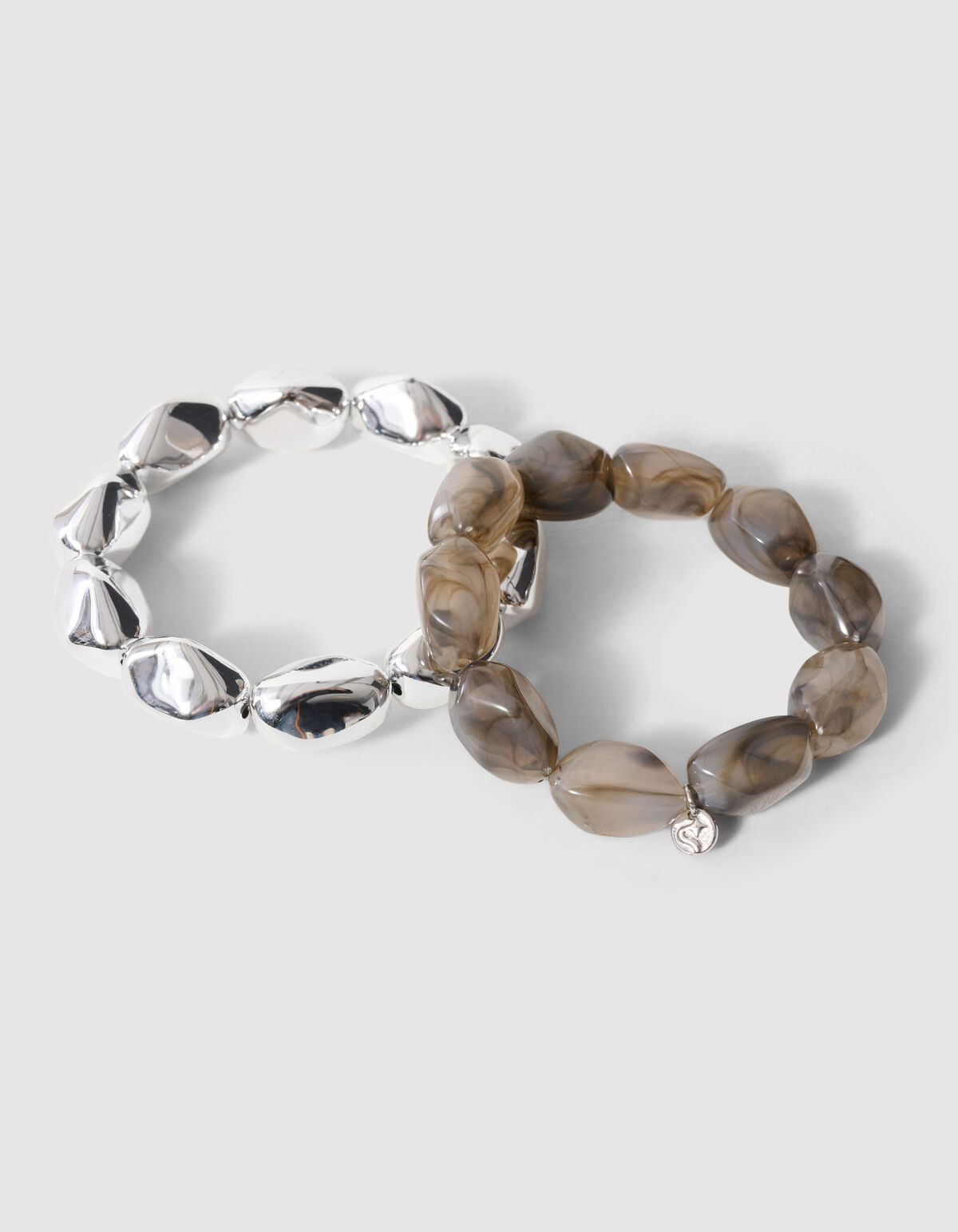 Armband-Set aus Naturperlen Silber/Grau SHOEBY ACCESSOIRES