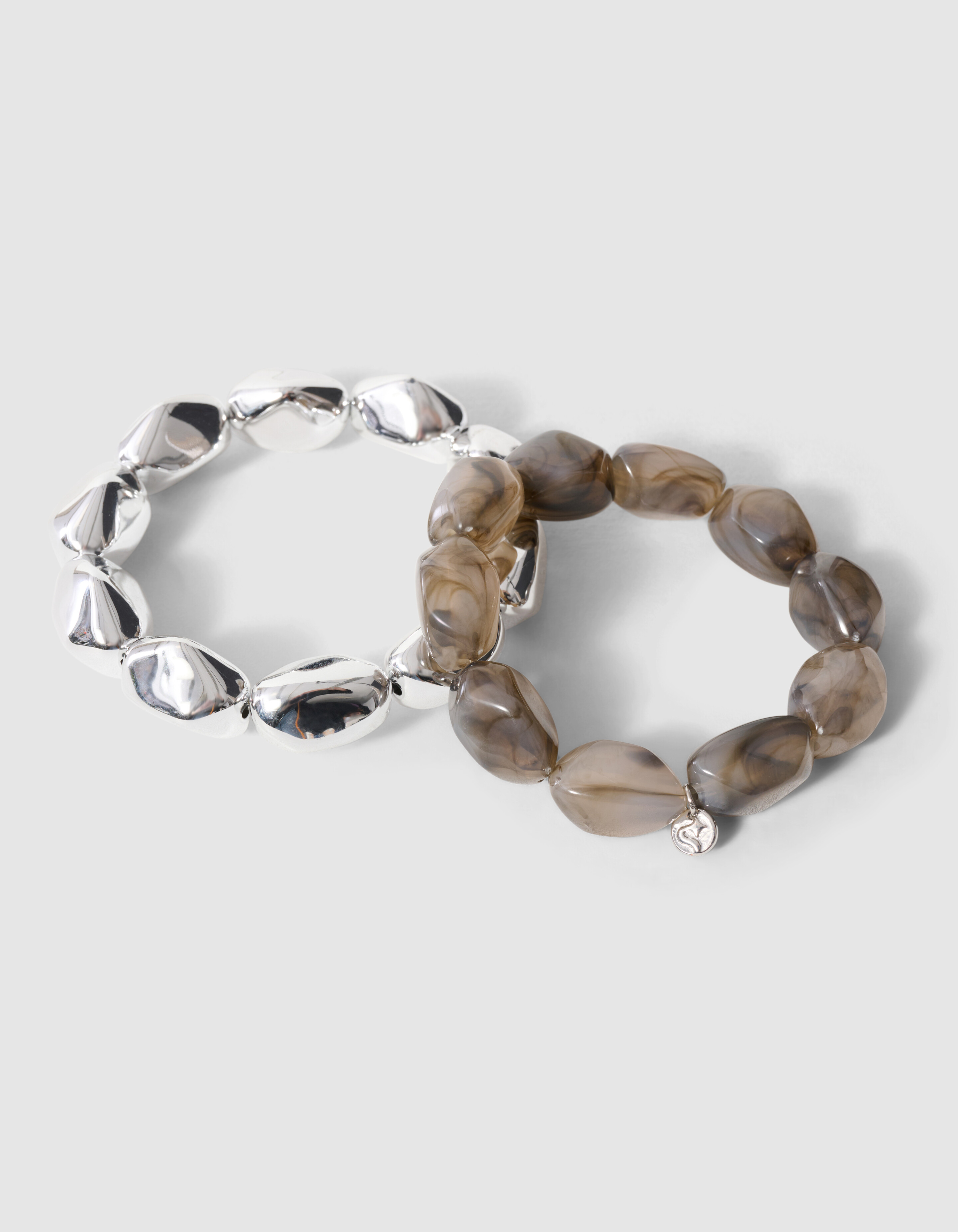 Armband-Set aus Naturperlen Silber/Grau SHOEBY ACCESSOIRES