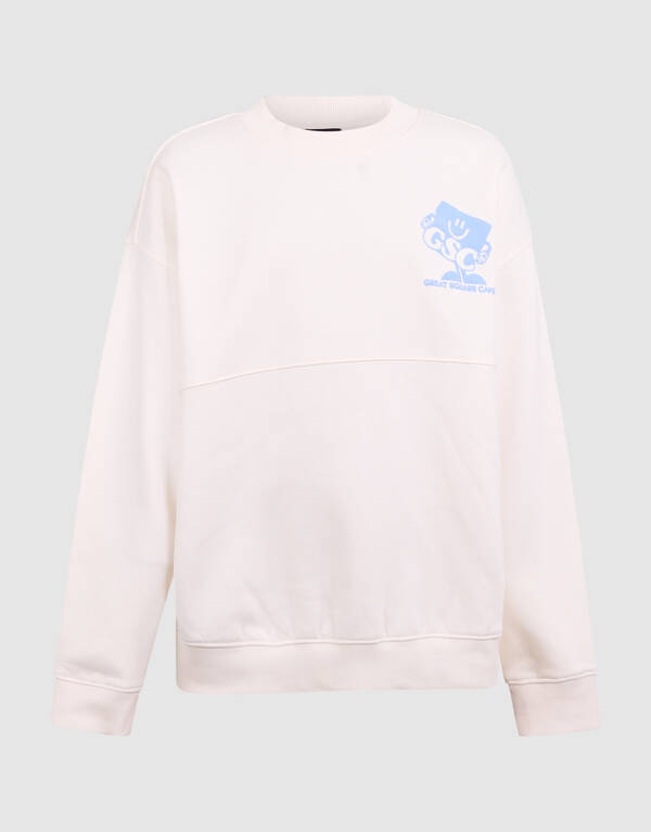 Caf&eacute; Artwork Pullover Gebrochen Wei&szlig; SHOEBY BOYS
