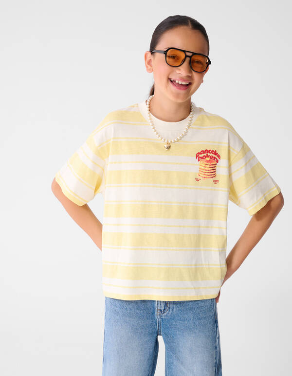 Pancake Bakery Artwork T-Shirt Hellgelb SHOEBY GIRLS