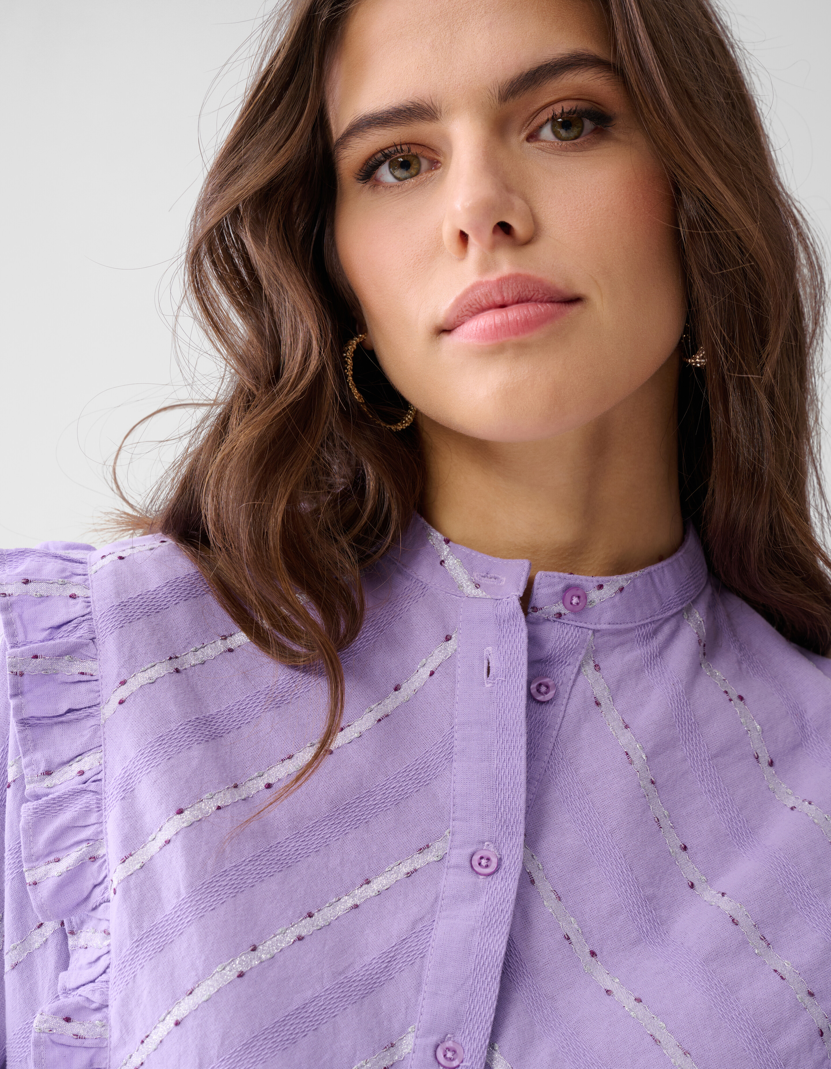 Jacquard-Rüschen-Bluse Hellviolett SHOEBY WOMEN