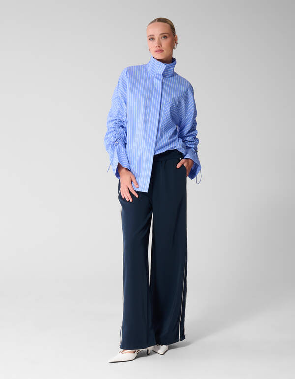 Gathering Sleeve Bluse Blau SHOEBY WOMEN