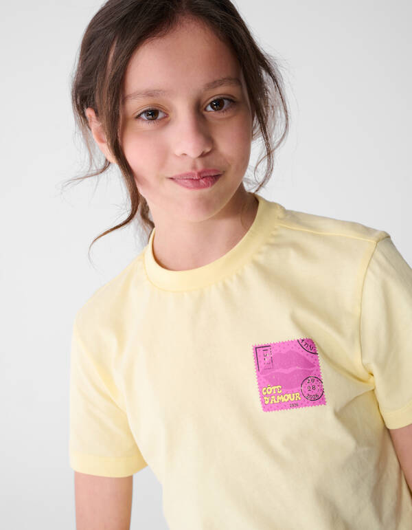 Postmarken-Kunst T-Shirt Hellgelb SHOEBY GIRLS