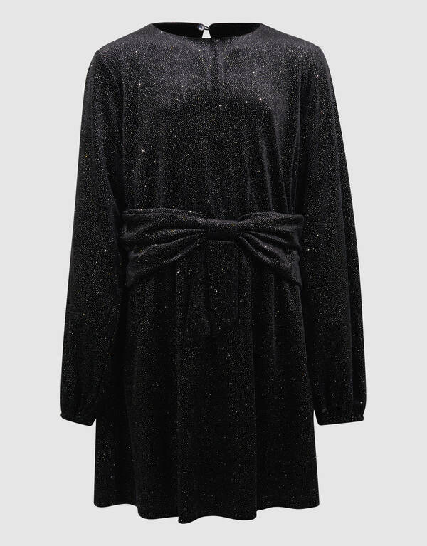 Schwarzes Minikleid aus Samt mit Schleife SHOEBY GIRLS