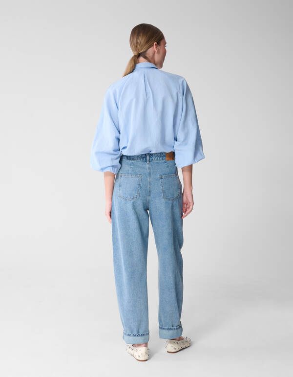 Plissierte Stickbluse Hellblau von Mieke SHOEBY WOMEN