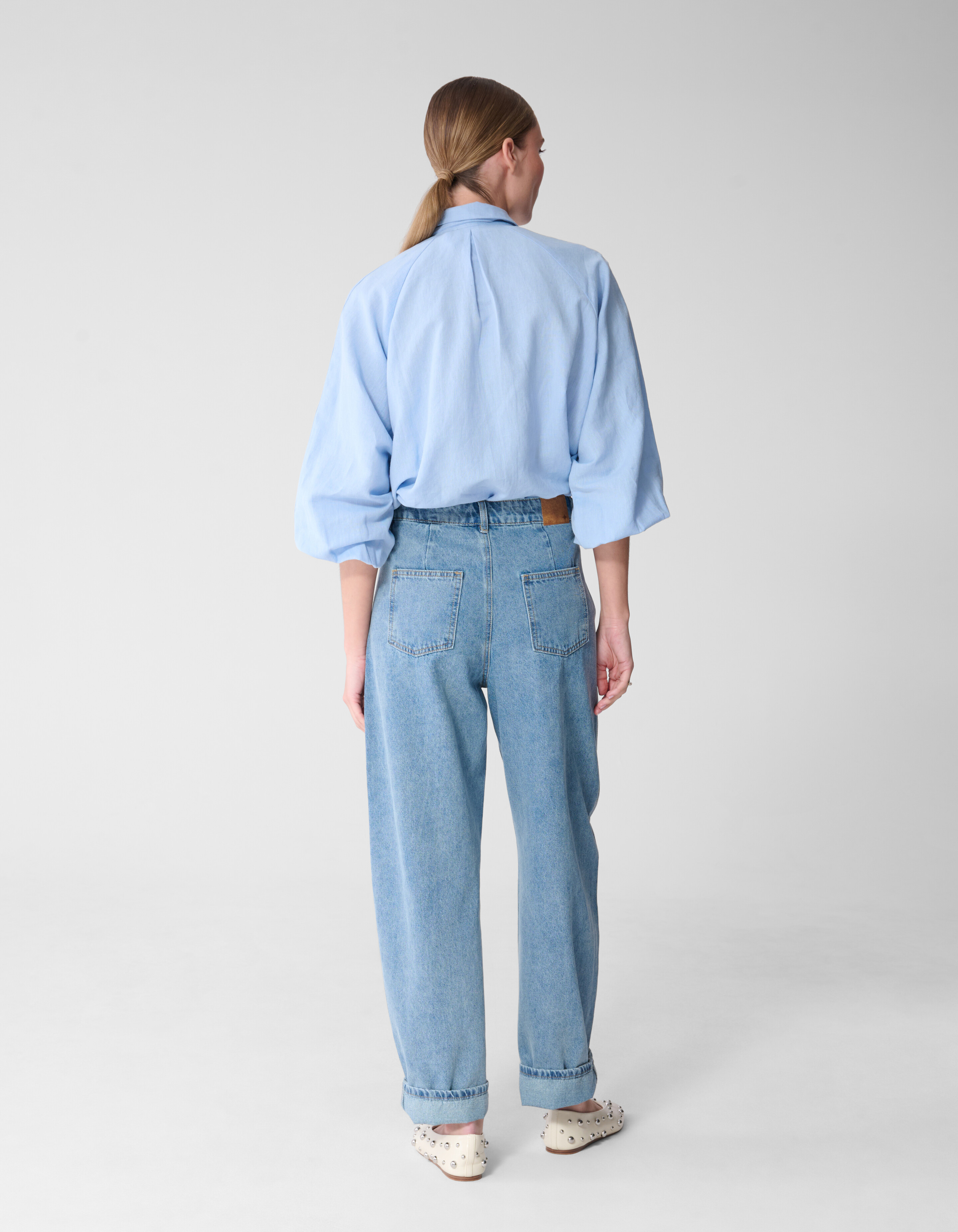 Plissierte Stickbluse Hellblau von Mieke SHOEBY WOMEN