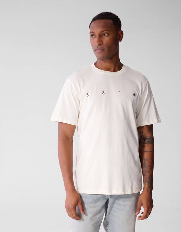 Minimal Artwork T-Shirt Gebrochen Wei&szlig; SHOEBY MEN