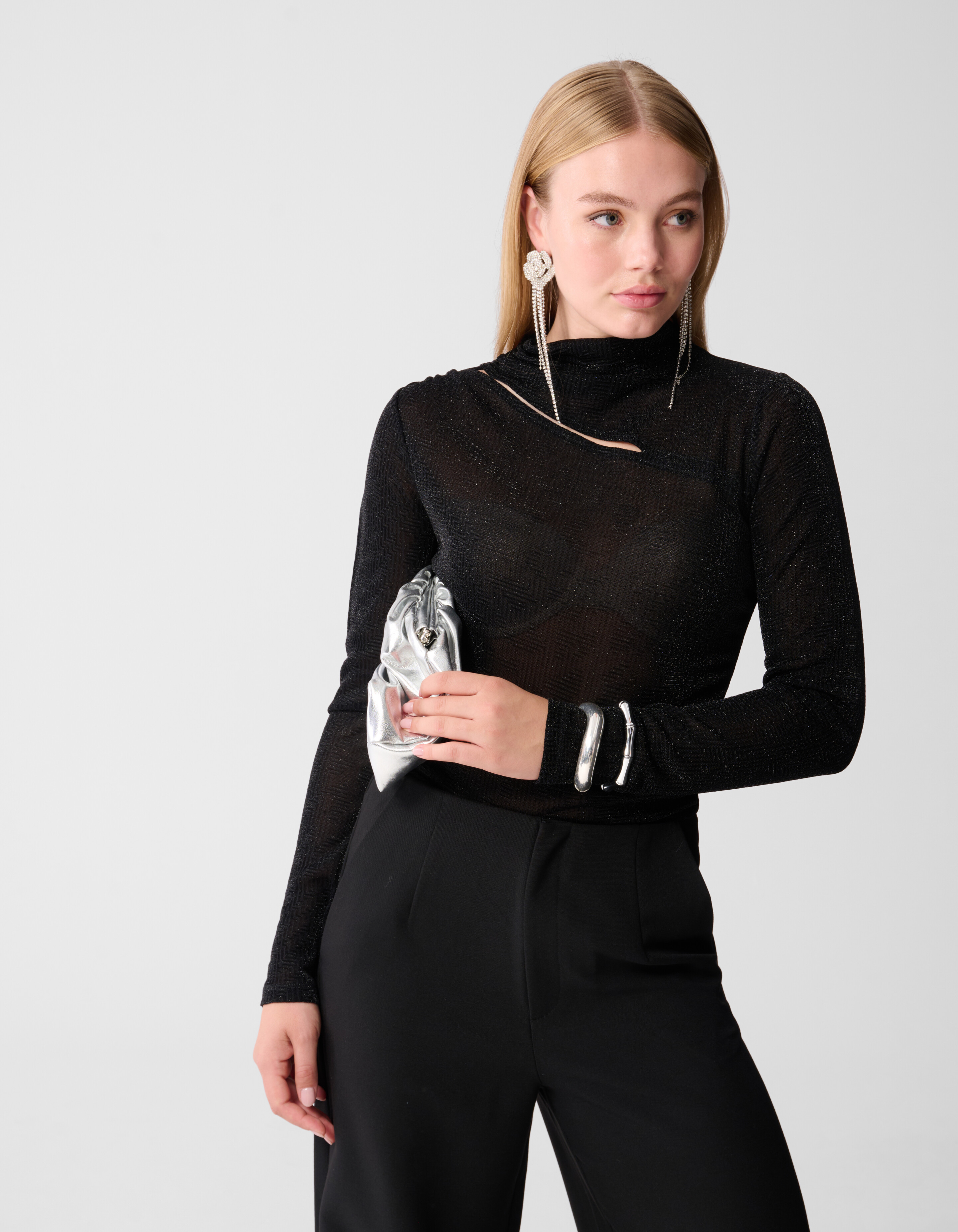 Schwarzes Glitzer-Top mit Ausschnitt SHOEBY WOMEN