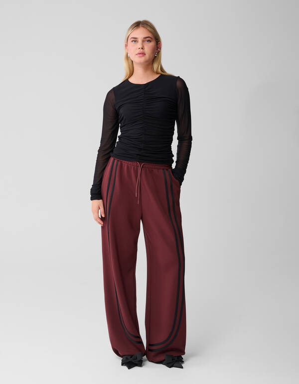 Stripe Jogger Wide Leg Hose Dunkelrot SHOEBY WOMEN