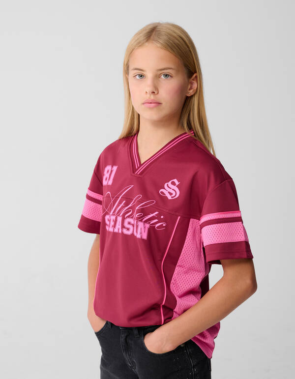 Baseball Mix T-Shirt Dunkelrot SHOEBY GIRLS