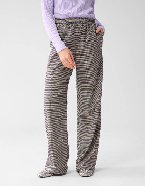 Karierte Hose mit weitem Bein Grau SHOEBY WOMEN