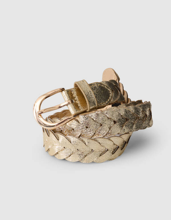 Geflochtenes Metallic-G&uuml;rtel Gold SHOEBY ACCESSOIRES