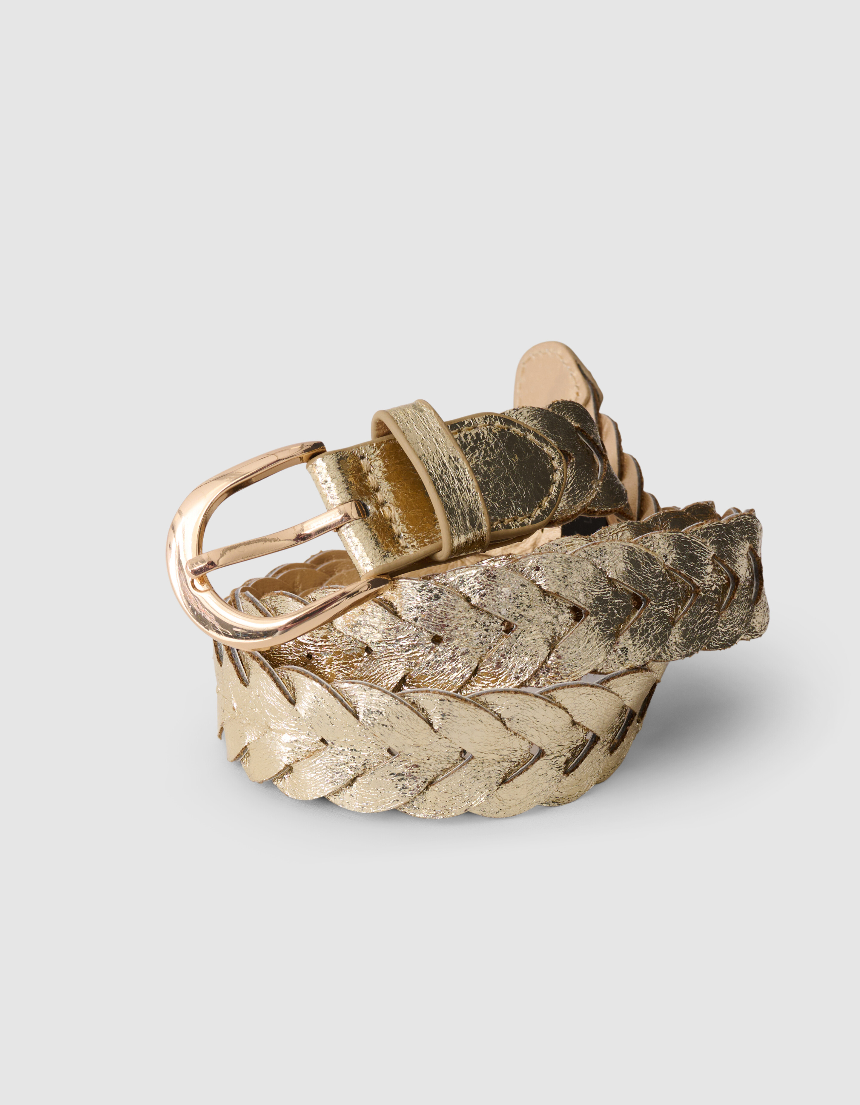 Geflochtenes Metallic-G&uuml;rtel Gold SHOEBY ACCESSOIRES