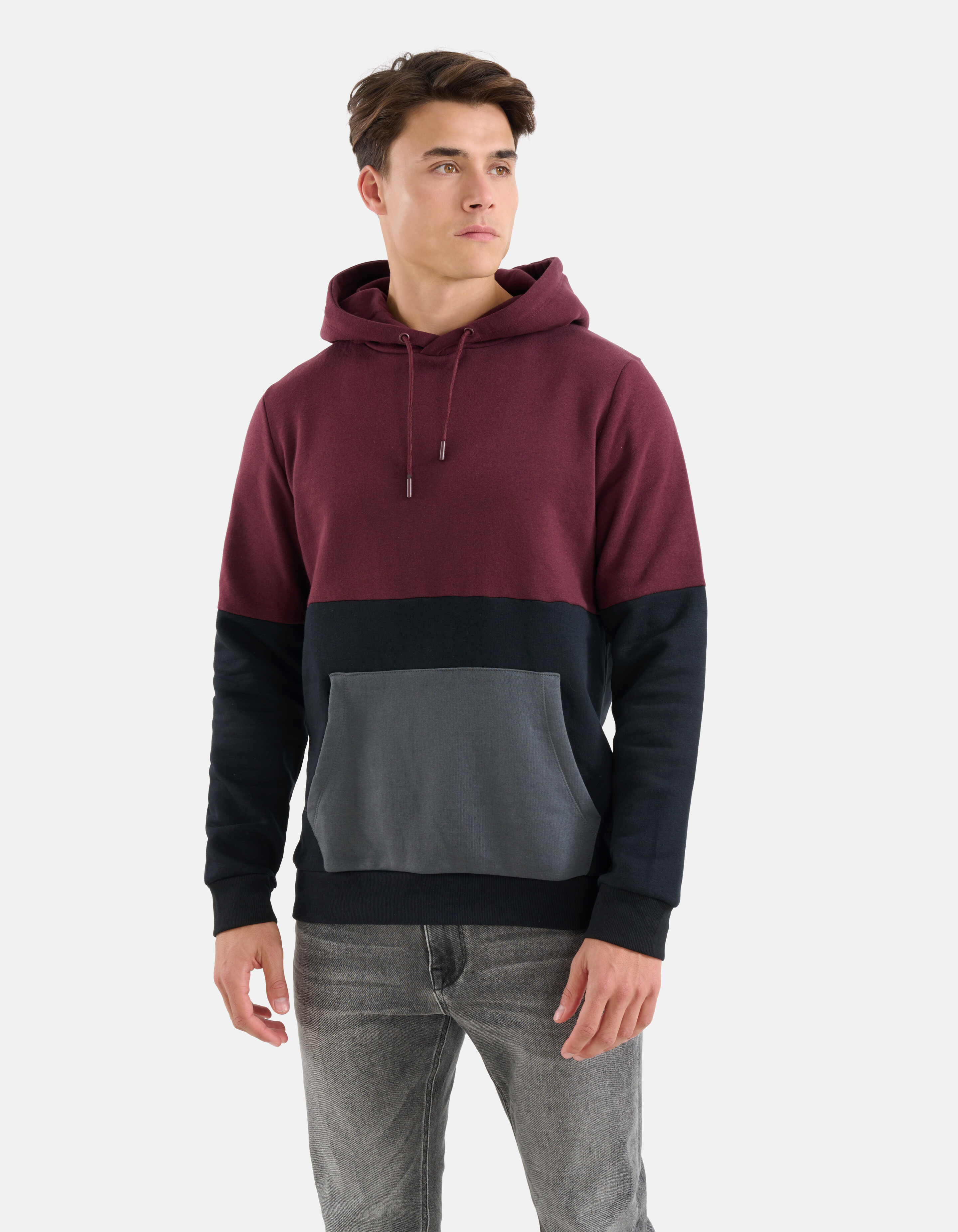 Farbiger Kontrast-Kapuzenpullover Schwarz SHOEBY MEN