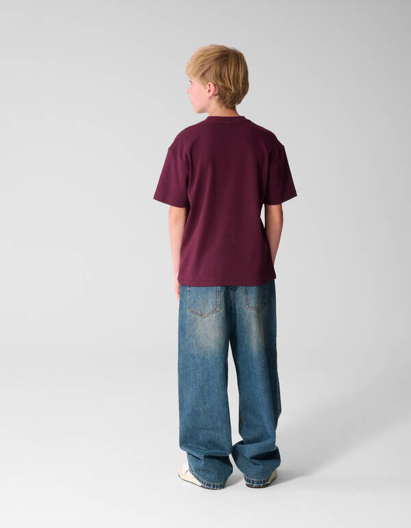 Label-T-Shirt Dunkelrot SHOEBY BOYS