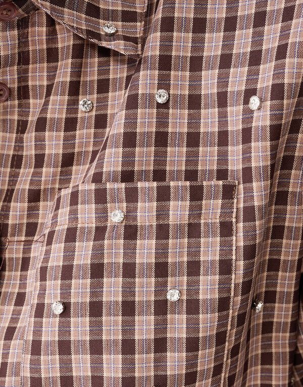 Ruiten Shoulder Strass Blouse Bruin SHOEBY WOMEN