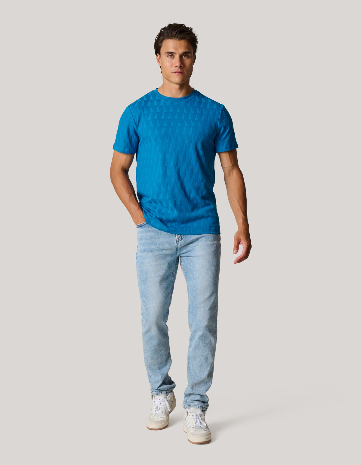 Jacquard T-Shirt Blau SHOEBY MEN