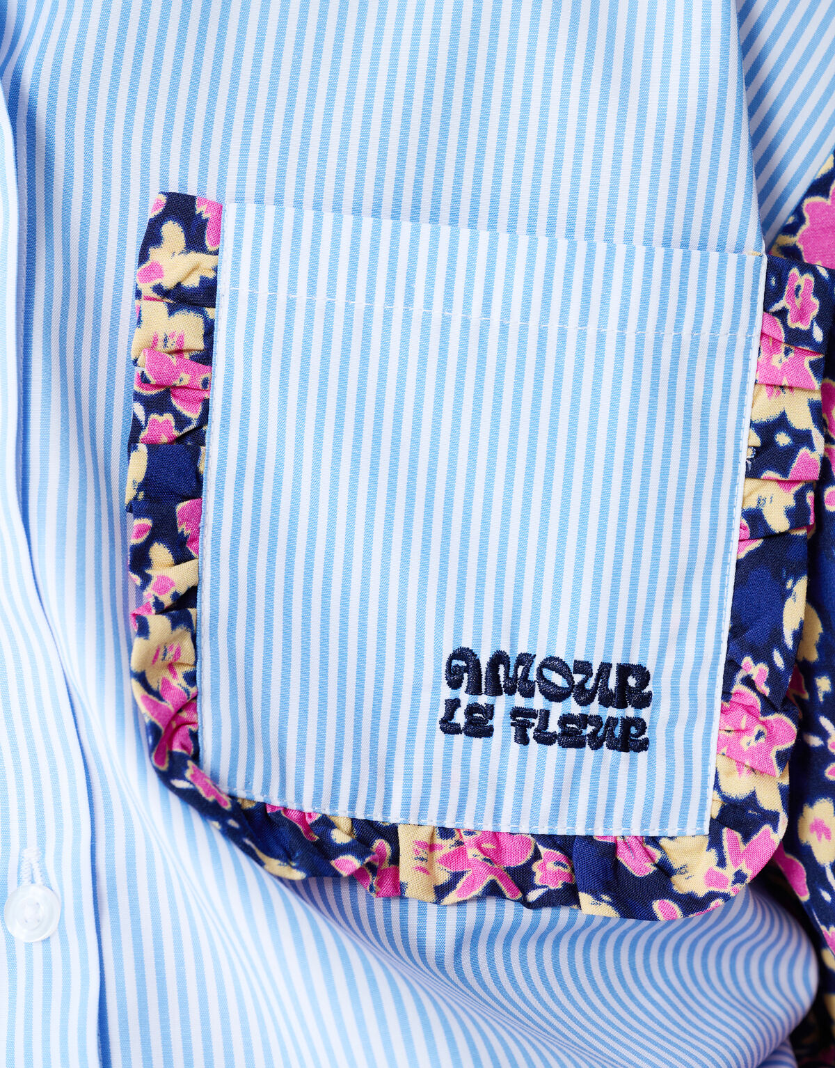 Blumen-Nadelstreifenbluse Hellblau SHOEBY GIRLS