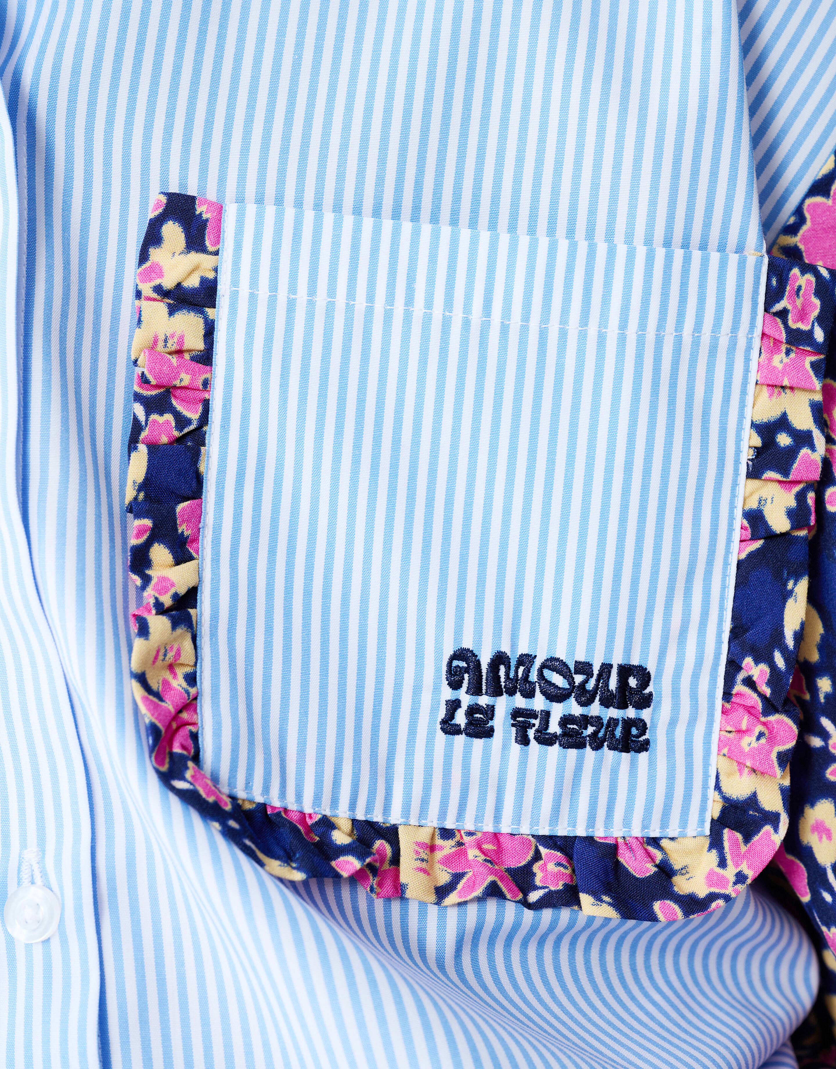 Blumen-Nadelstreifenbluse Hellblau SHOEBY GIRLS