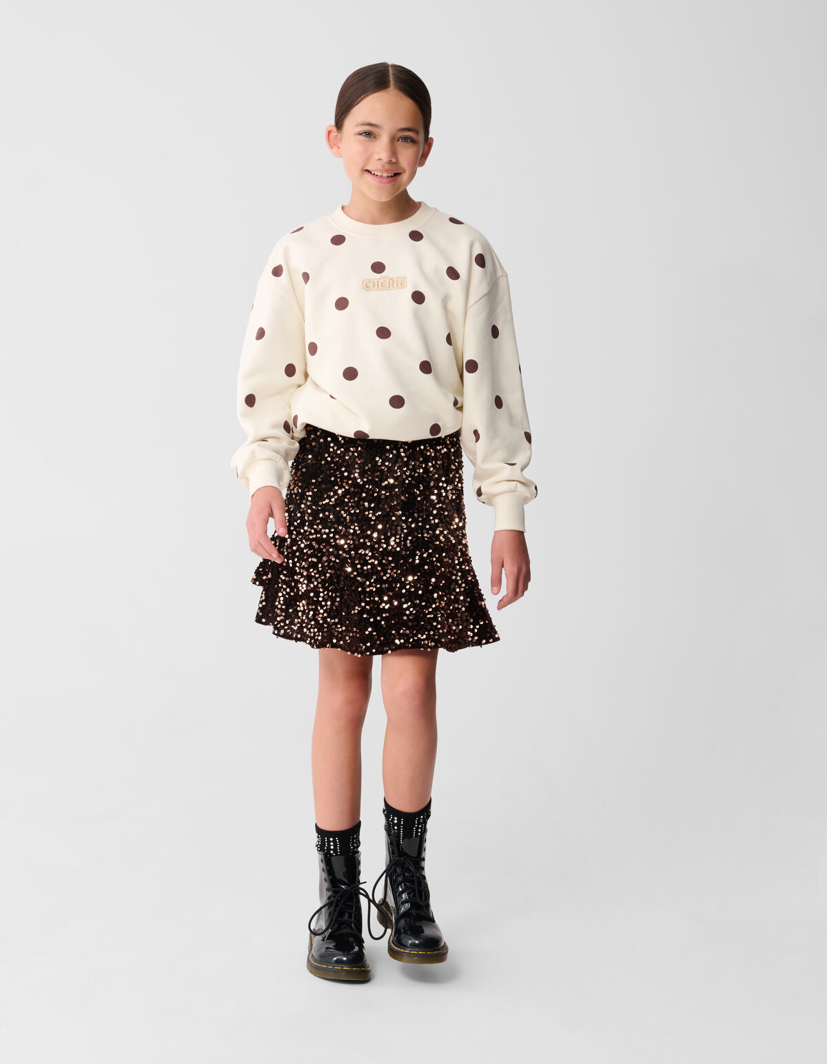 Polkadot-Pullover in gebrochenem Wei&szlig; SHOEBY GIRLS