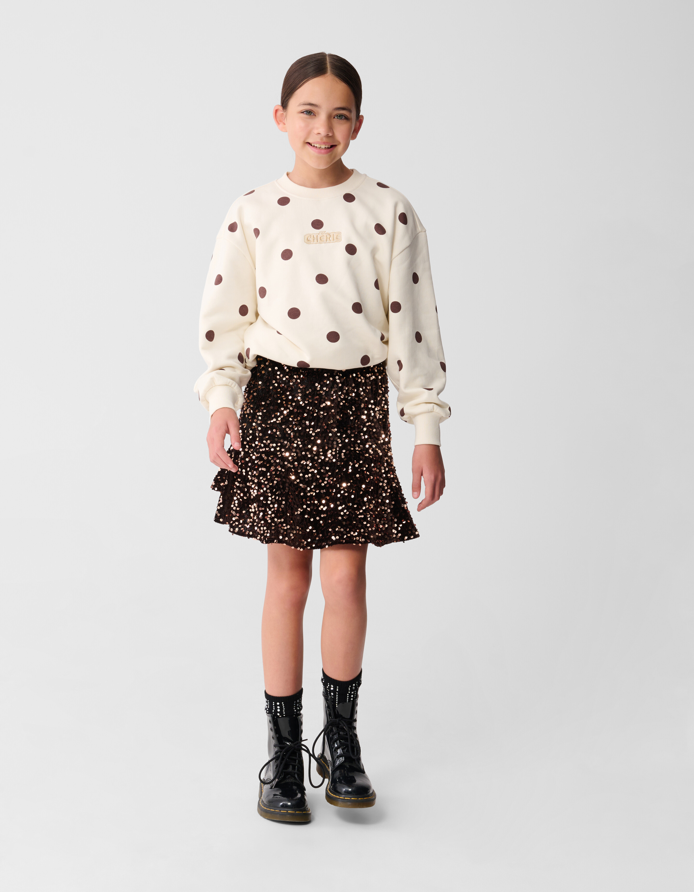 Polkadot-Pullover in gebrochenem Wei&szlig; SHOEBY GIRLS