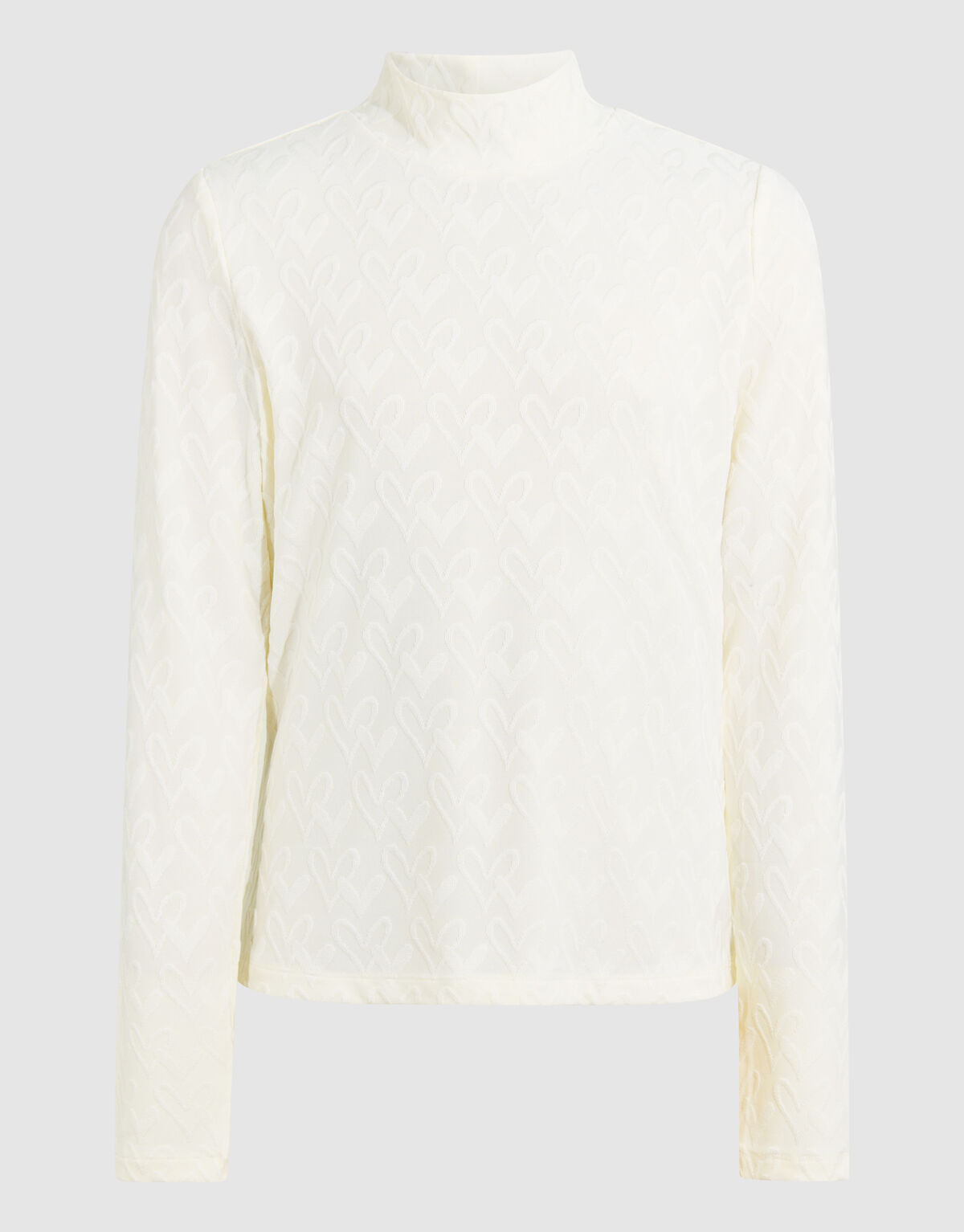 All-Over Heart Longsleeve Top Off-White SHOEBY GIRLS