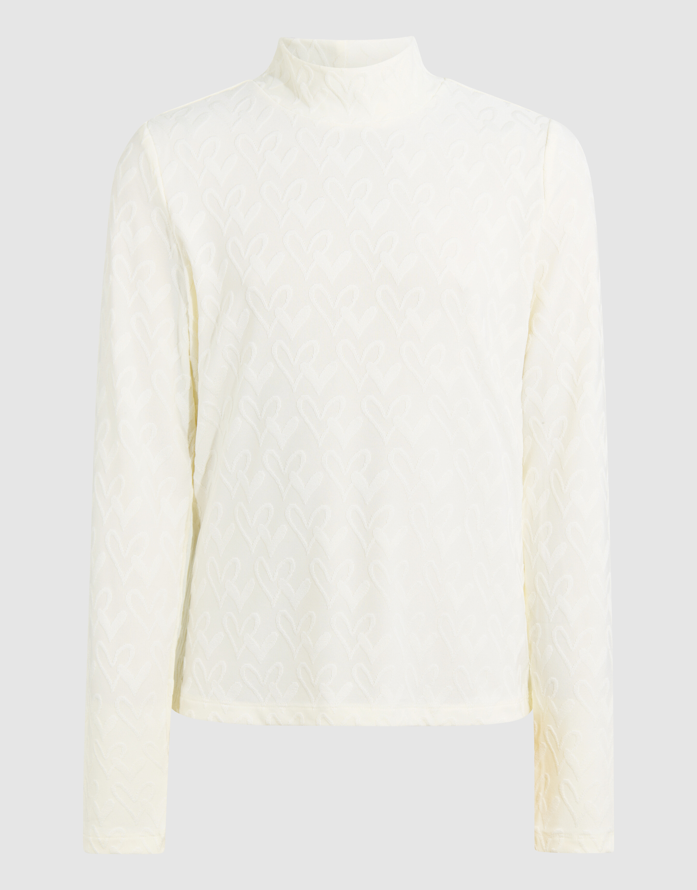 All-Over Heart Longsleeve Top Off-White SHOEBY GIRLS