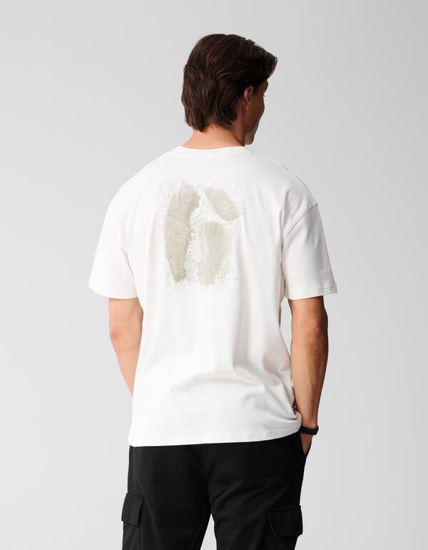 Besticktes Mix T-Shirt Weiß SHOEBY MEN