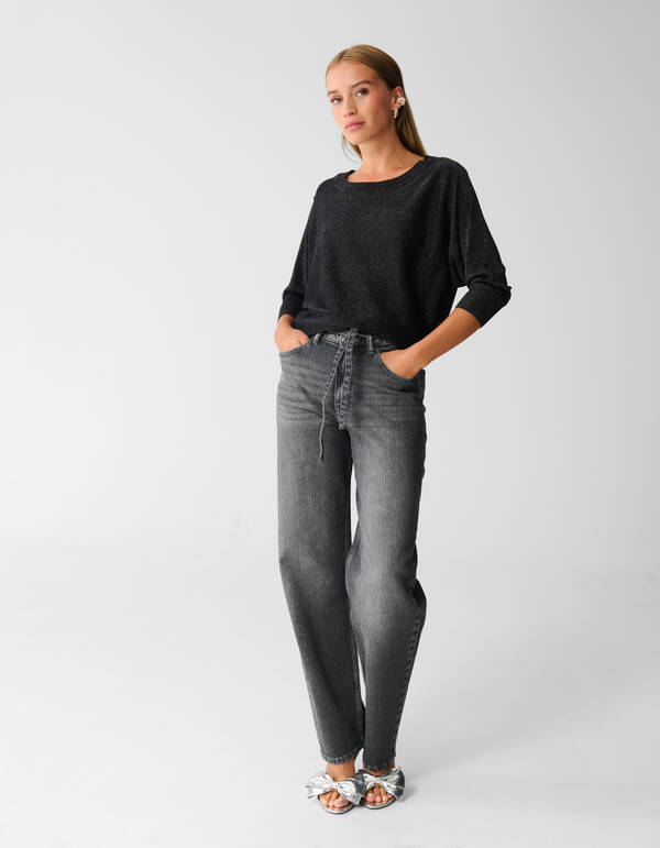 Glitzer-Fledermauspullover Schwarz SHOEBY WOMEN