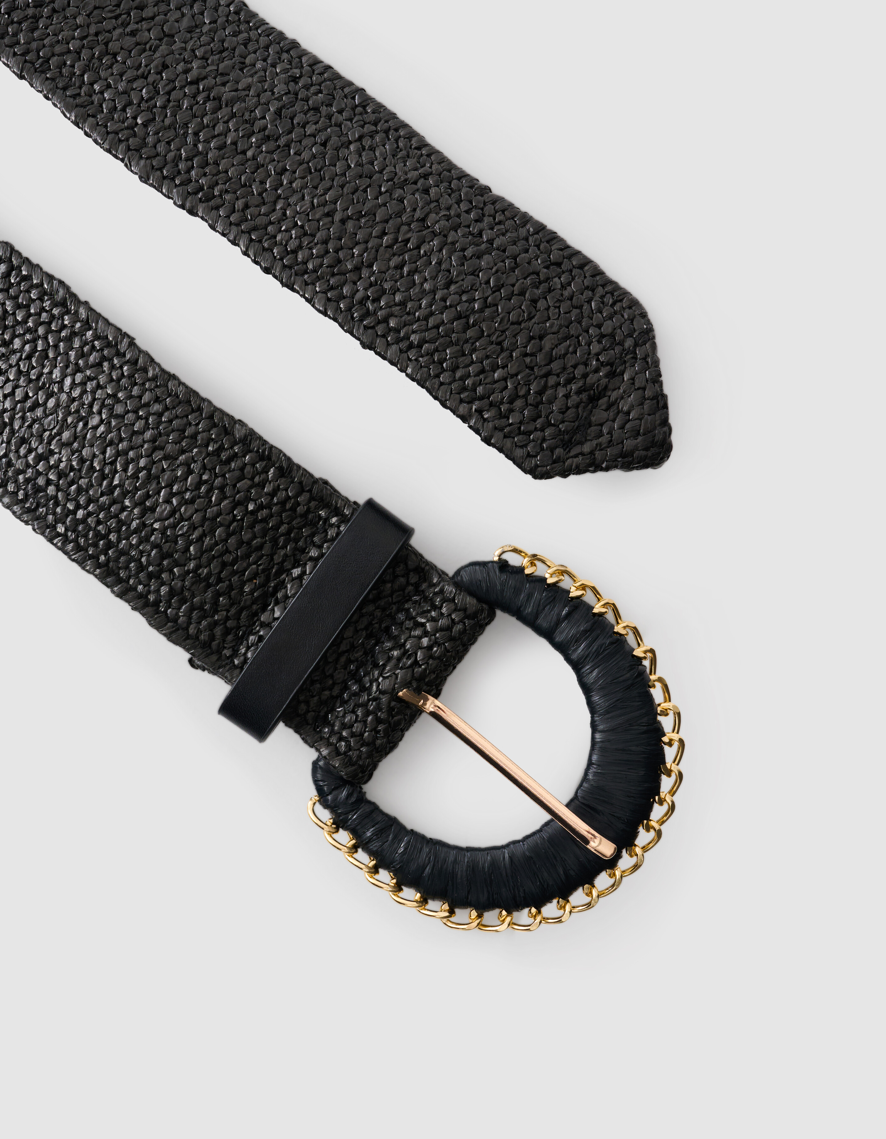 Kettengemusterter Raffia-Gürtel Schwarz SHOEBY ACCESSOIRES