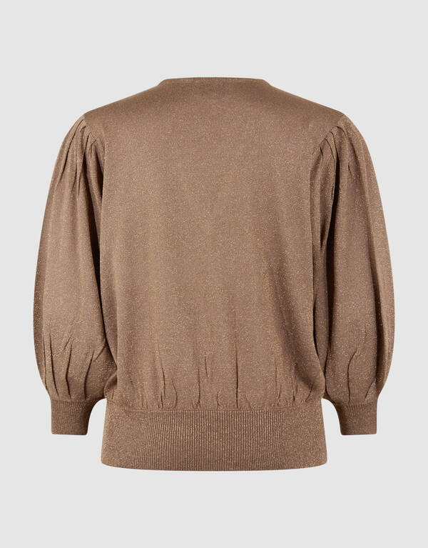 Glitzer-Pullover mit V-Ausschnitt Braun SHOEBY WOMEN