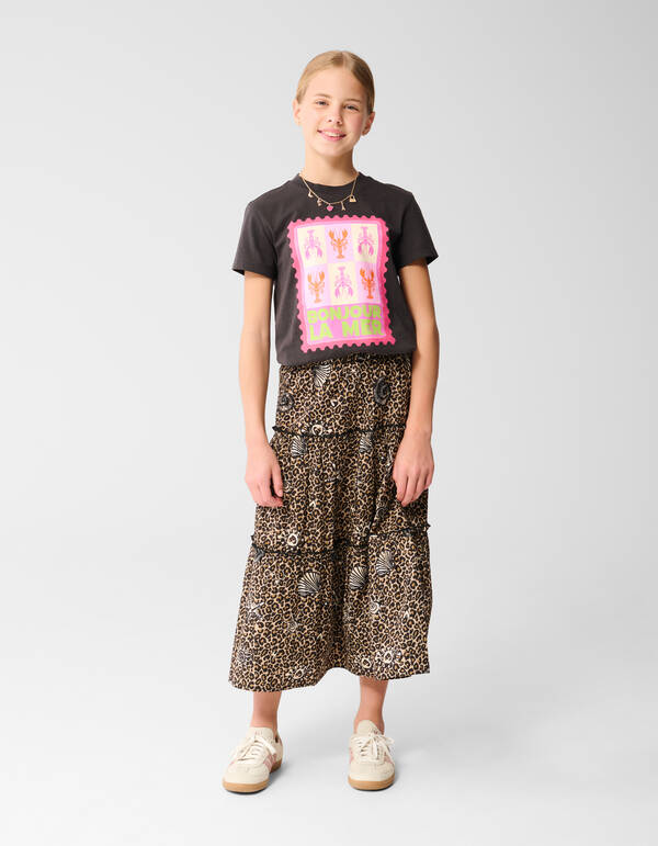 Bedruckter Leoparden Maxirock Braun SHOEBY GIRLS