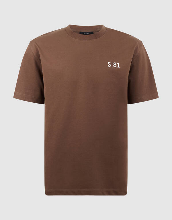 Text Print T-Shirt Dunkelbraun SHOEBY MEN