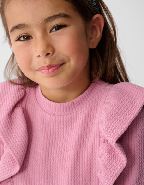 Struktur R&uuml;schen-Langarmshirt Rosa SHOEBY GIRLS