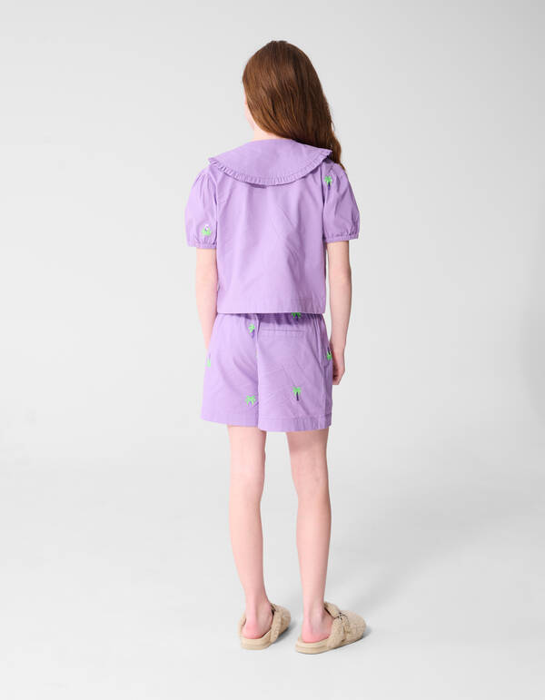 Palmen-Stickerei-Bluse Lila SHOEBY GIRLS