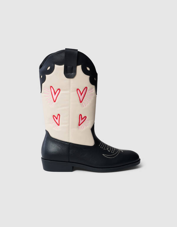 Western Heart Stiefel Schwarz/Wei&szlig; SHOEBY SHOES