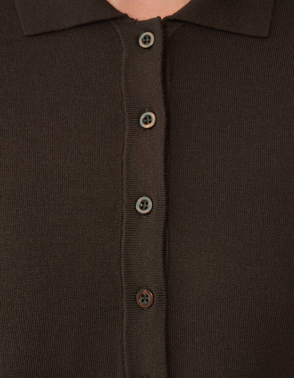 Langarm-Poloshirt Dunkelbraun von Monica SHOEBY WOMEN