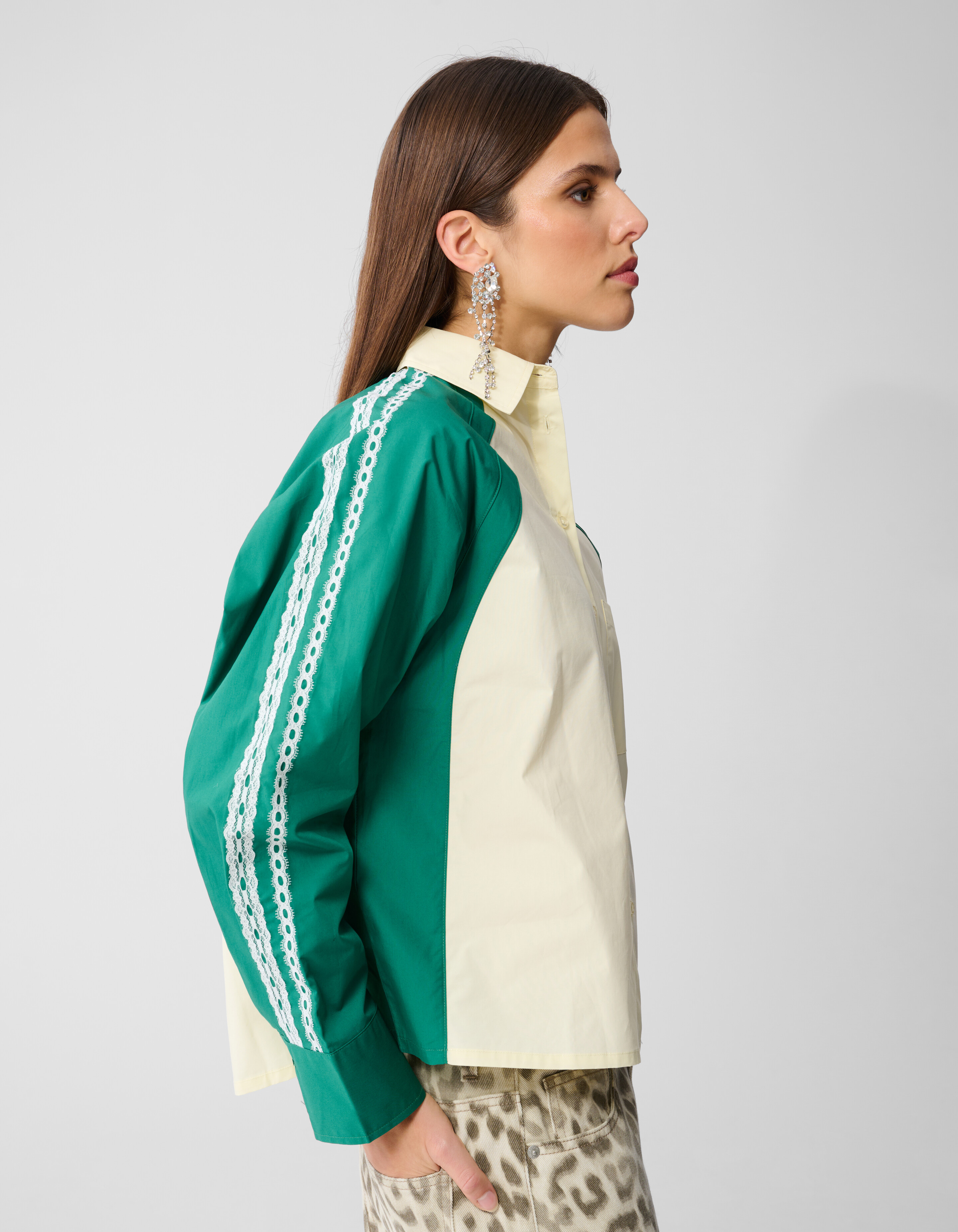 Popeline-Bluse mit Bindeband Hellgelb SHOEBY WOMEN