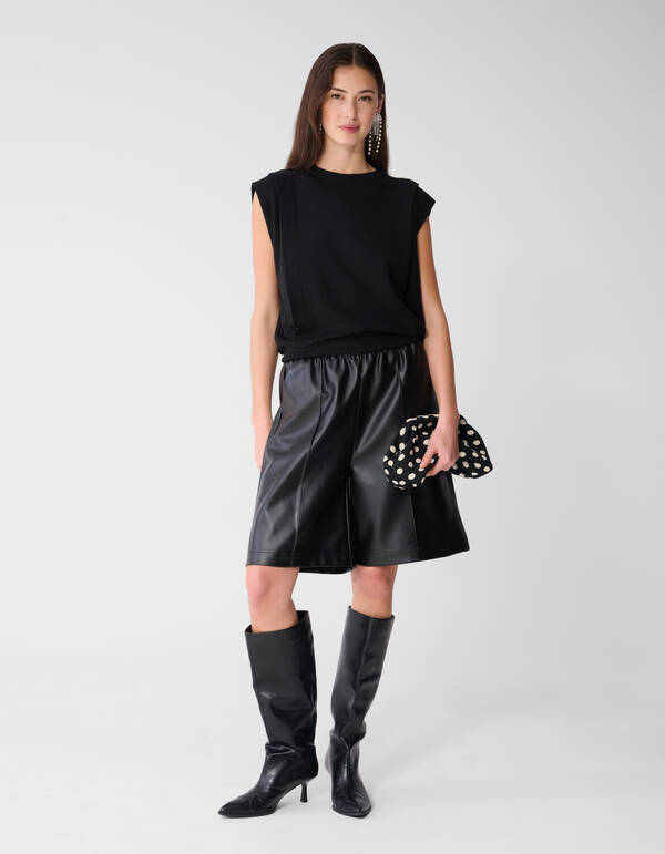 Plissiertes Oberteil mit Schulterpolstern Schwarz SHOEBY WOMEN