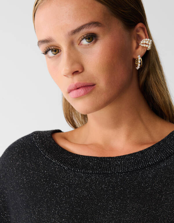 Glitzer-Fledermauspullover Schwarz SHOEBY WOMEN