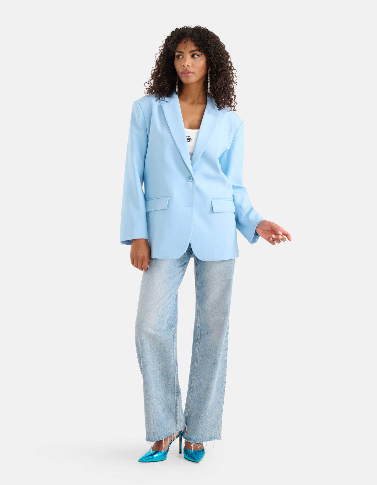 Oversized Basis Blazer Lichtblauw SHOEBY WOMEN