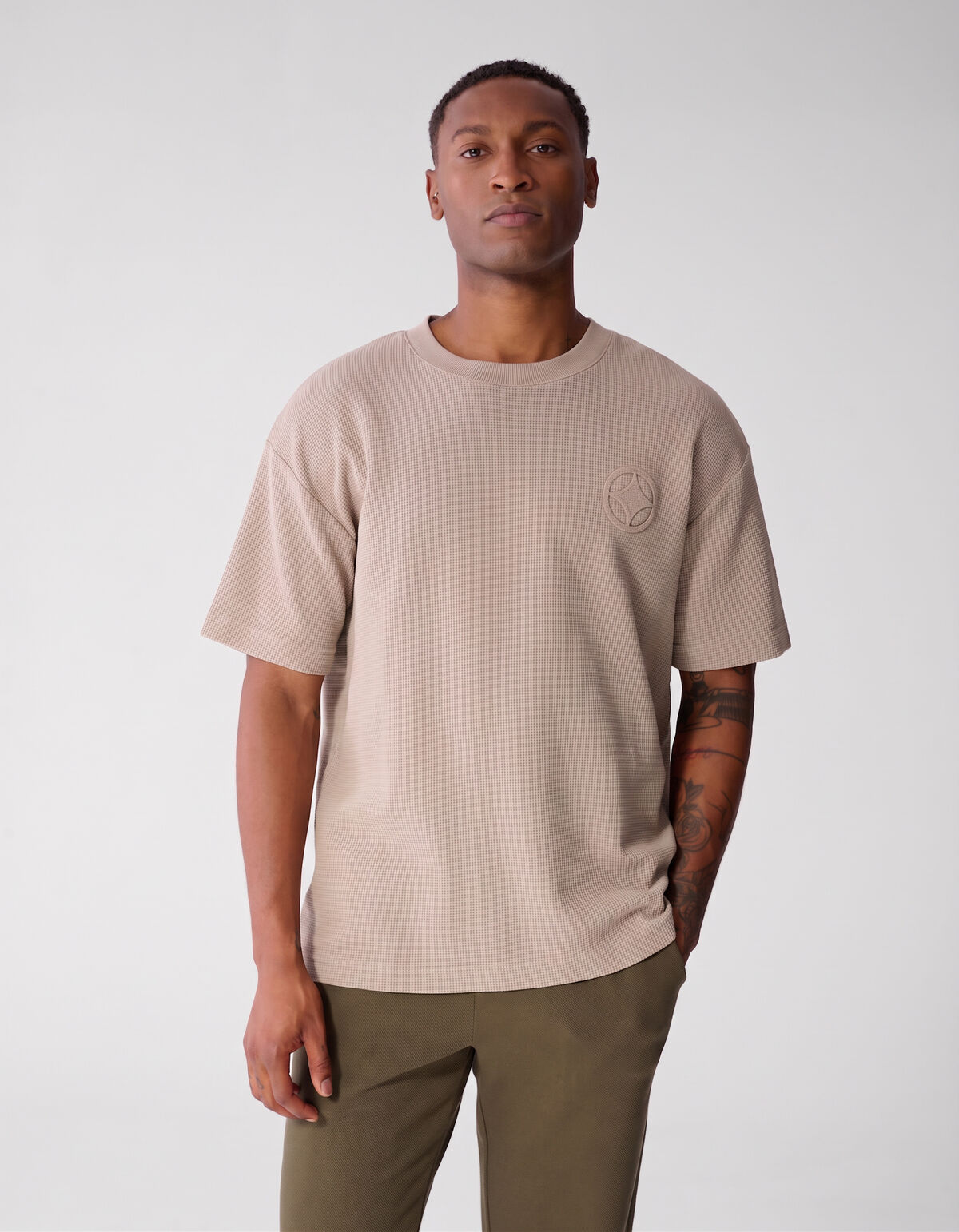 Waffel-T-Shirt Hellbraun SHOEBY MEN