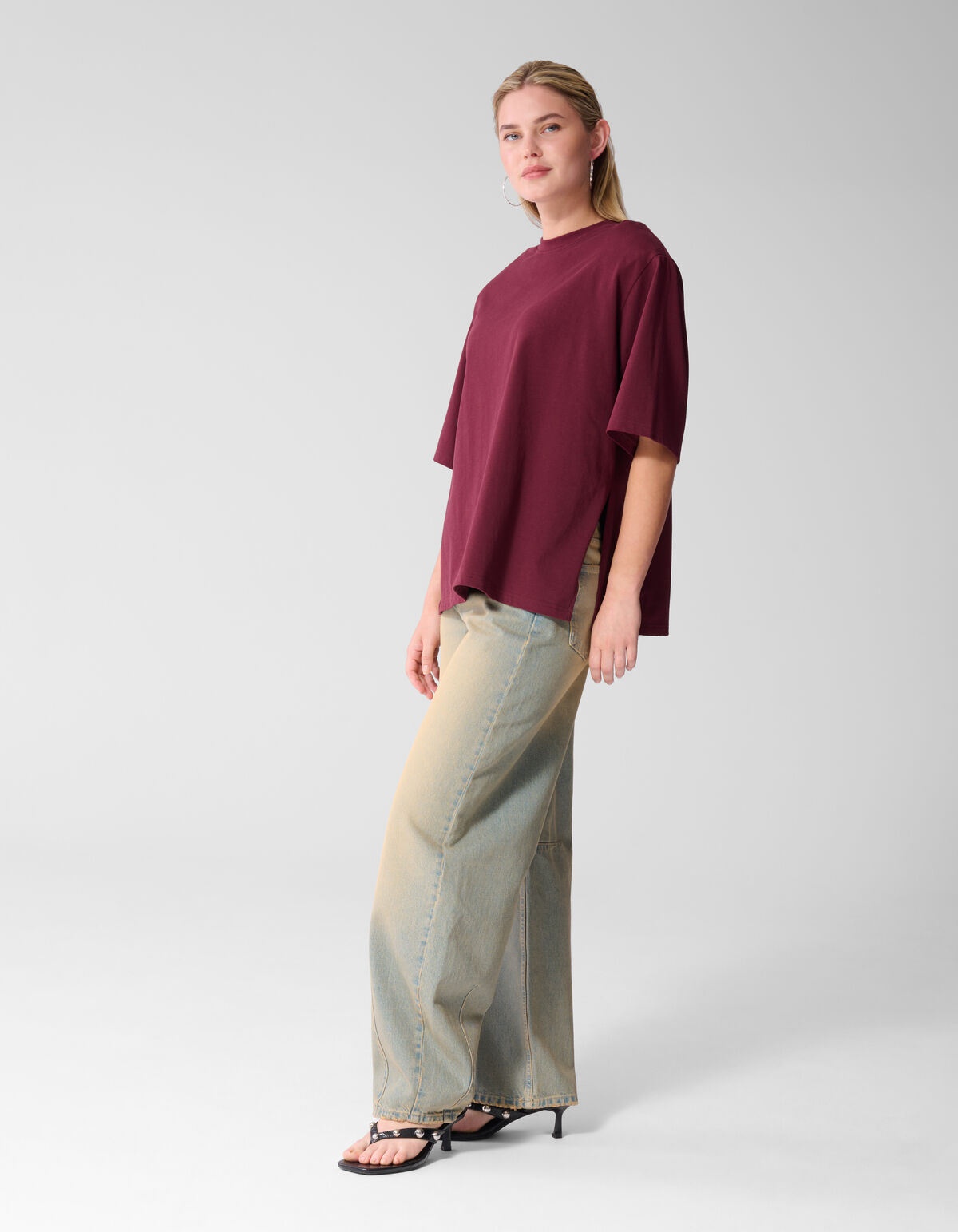 Split-T-Shirt Dunkelrot SHOEBY WOMEN