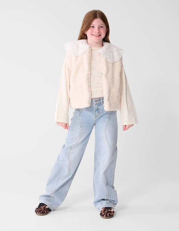 Ultra-weite, gewellte Jeans mit Perlenmuster, gebl SHOEBY GIRLS