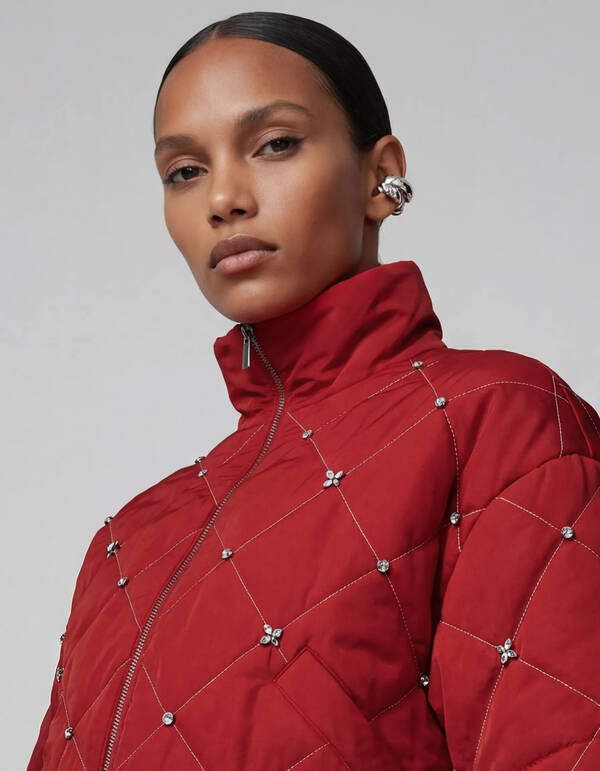 Stepp-Bomberjacke mit Strass Rot SHOEBY WOMEN