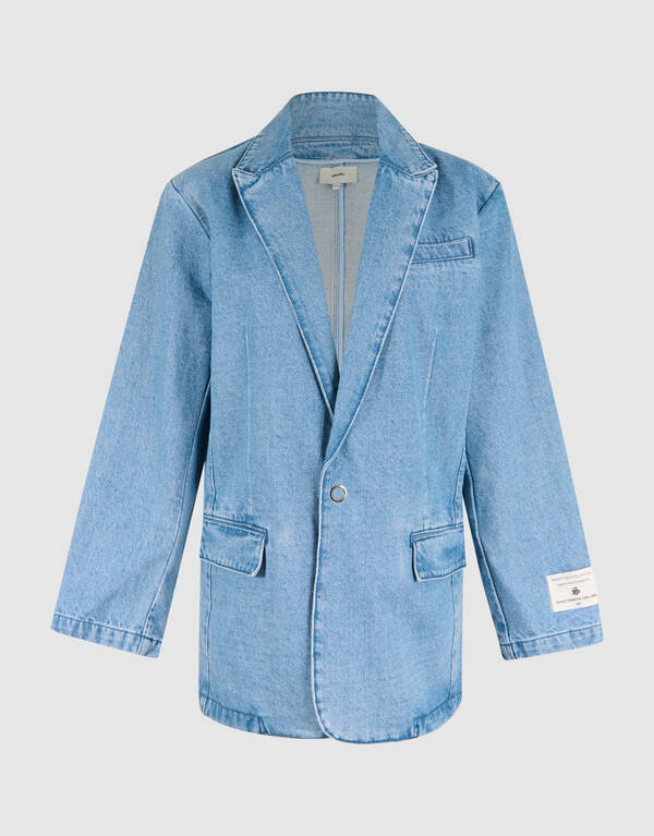 &Uuml;bergro&szlig;er Denim-Blazer Mediumstone SHOEBY WOMEN