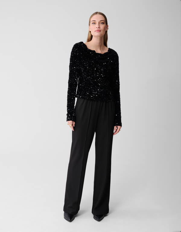Pailletten-Wasserfall-Top Schwarz SHOEBY WOMEN