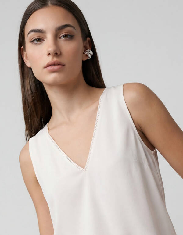 Satin-Top in gebrochenem Wei&szlig; SHOEBY WOMEN
