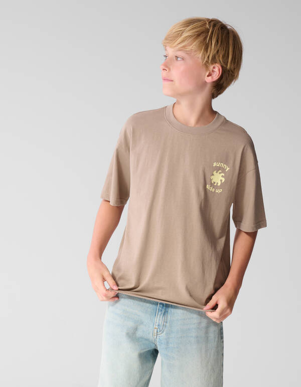 Sunny Side Artwork T-Shirt Taupe SHOEBY BOYS